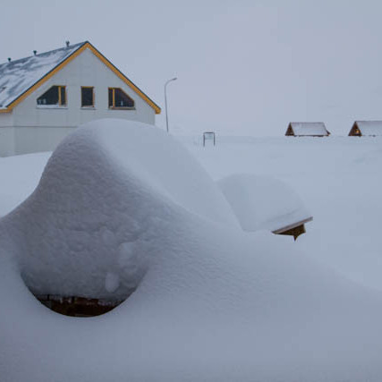 Snjór í útikennslustofu