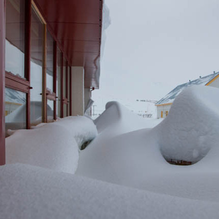 Snjór í útikennslustofu