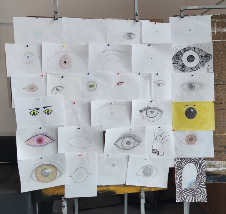 Augu af öllum gerðum voru teiknuð á sjónlistadaginn.